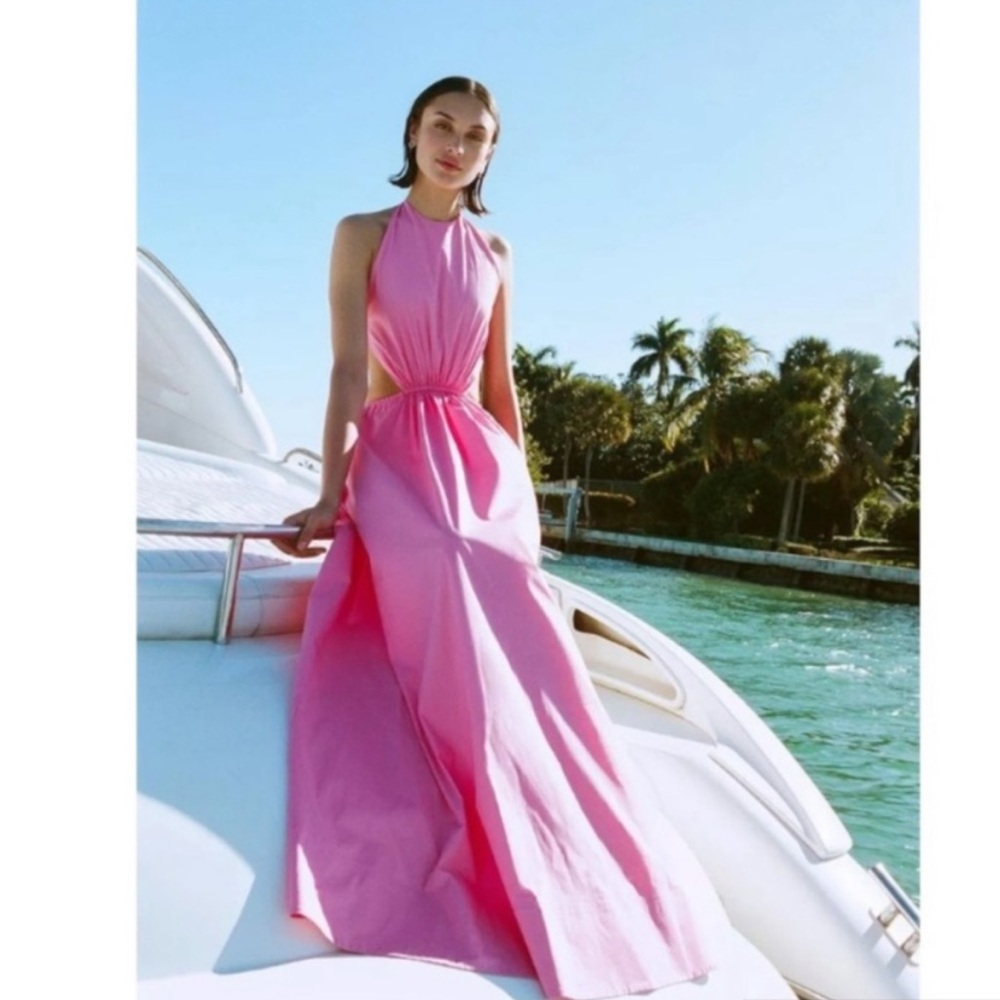 STAUD X Revolve Apfel Pink Cut Out Maxi Dress women size Large